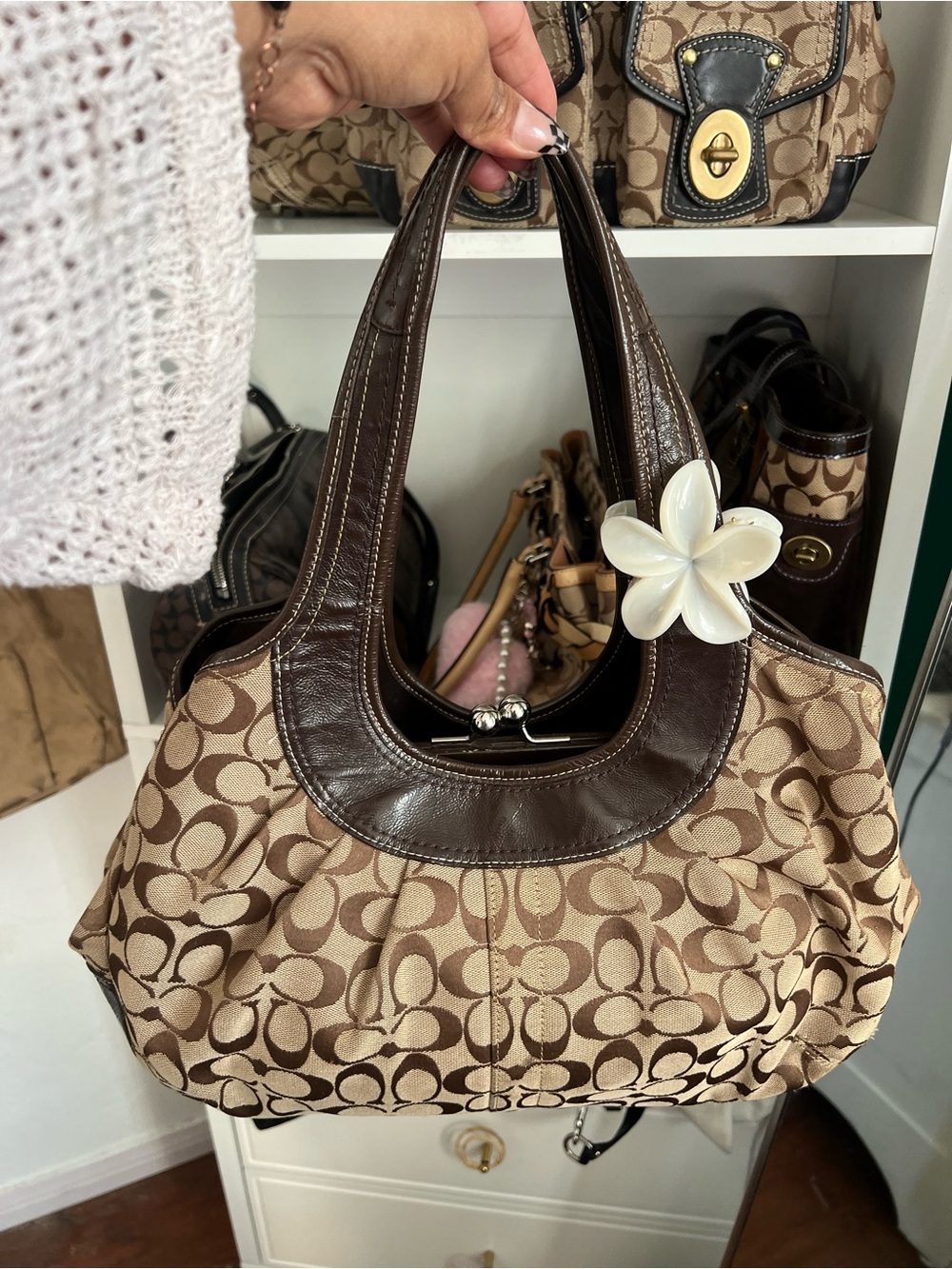Iconic Y2K Coach Ergo Signature Pleated Frame Kisslock Bag